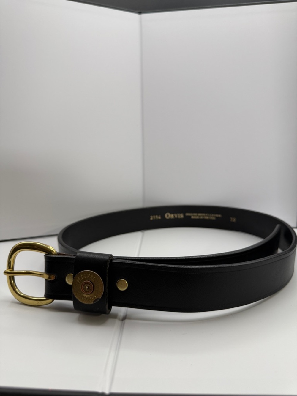 NWOT Orvis English Bridle Leather Belt: Solid Brass BuckleShot Gun Shell Size 32